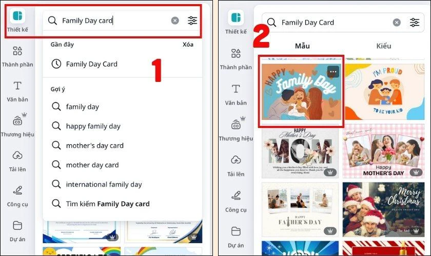 Tìm kiếm các mẫu thiệp có sẵn