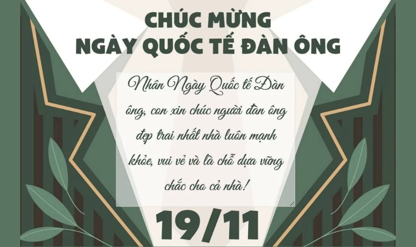 Thiệp chúc mừng ngày quốc tế đàn ông chủ đề gia đình