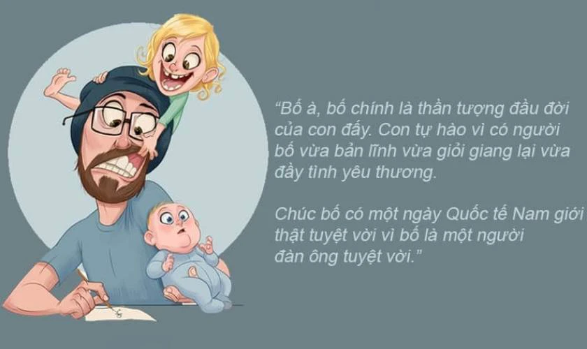 Thiệp chúc mừng ngày quốc tế đàn ông chủ đề gia đình đẹp