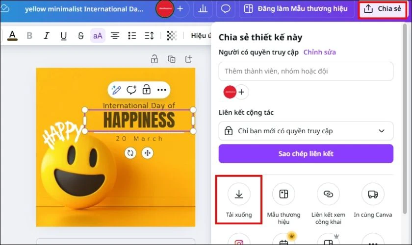 Cuối cùng, nhấn Chia sẻ rồi chọn Tải xuống