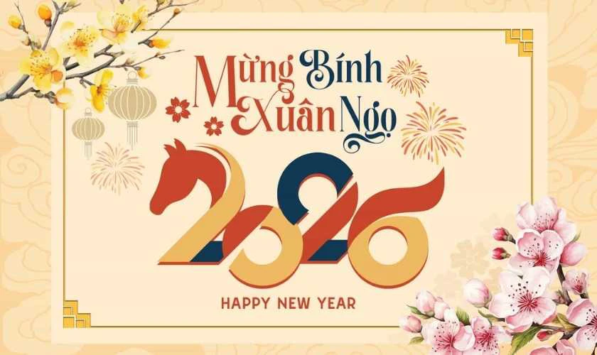 Thiệp chúc Tết 2026 Bính Ngọ đẹp nhất