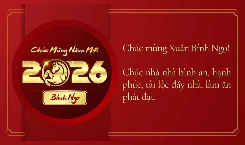 Thiệp chúc Tết 2026 Bính Ngọ đẹp, ý nghĩa