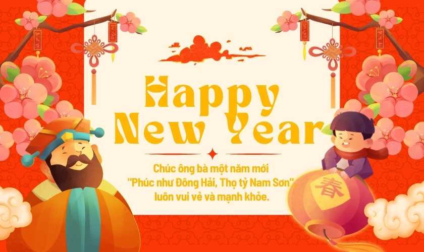 Thiệp Happy New Year tặng ông bà