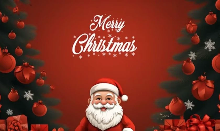 Thiệp Giáng Sinh có ông già Noel làm trung tâm