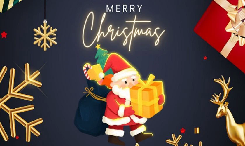 Thiệp ông già Noel tặng quà