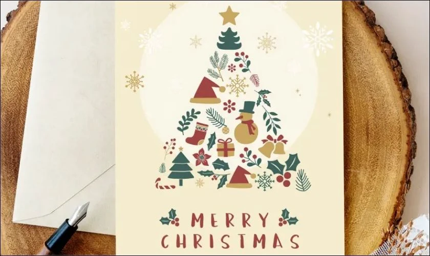 Thiệp Giáng sinh có hình cây thông Noel
