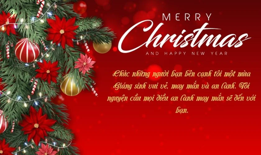 Thiệp Giáng sinh có hình cây thông Noel tone đỏ