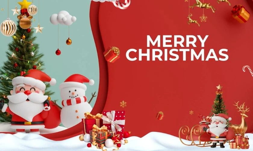 Thiệp Giáng Sinh có hình ông già Noel ấn tượng