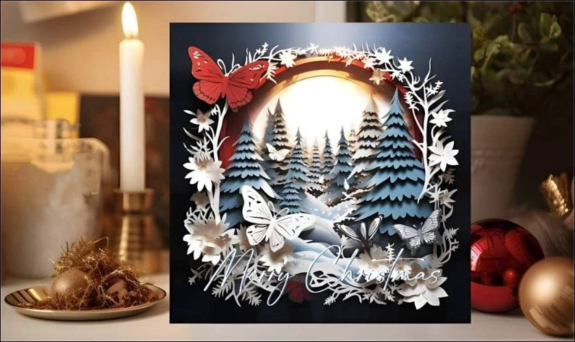 Thiệp Giáng Sinh 3D, thiệp Noel sang trọng