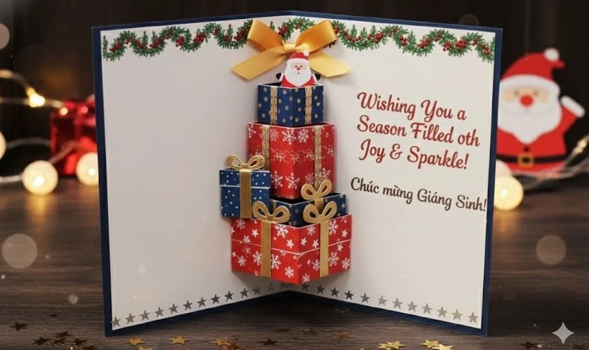 Thiệp Noel có hình hộp quà 3D
