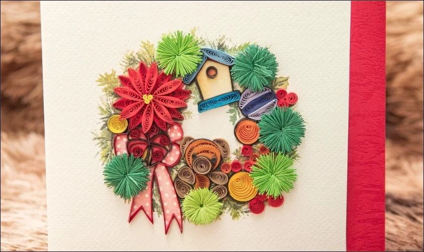 Thiệp Giáng Sinh có hình vòng nguyệt quế