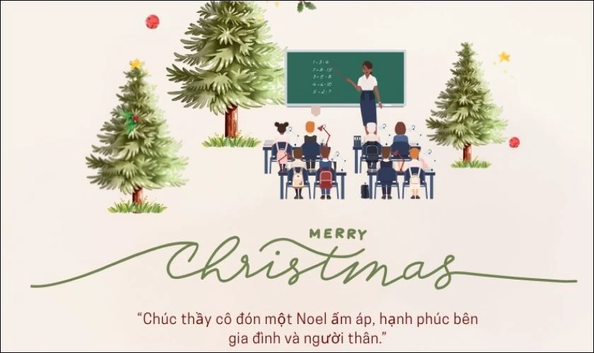 Thiệp Noel cho thầy cô giáo đơn giản