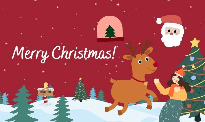 Thiệp Noel hoạt hình cho bé