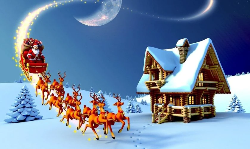 Thiệp Noel hoạt hình cho bé dễ thương