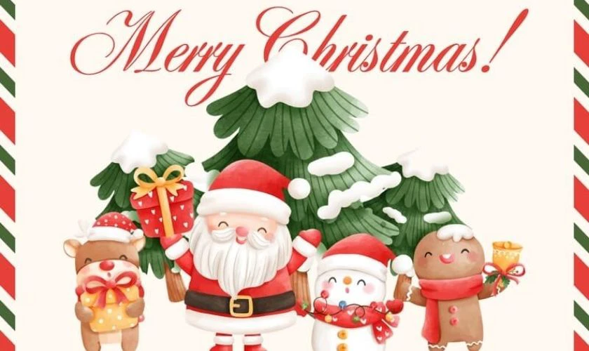 Thiệp Noel hoạt hình cho bé đáng yêu nhất