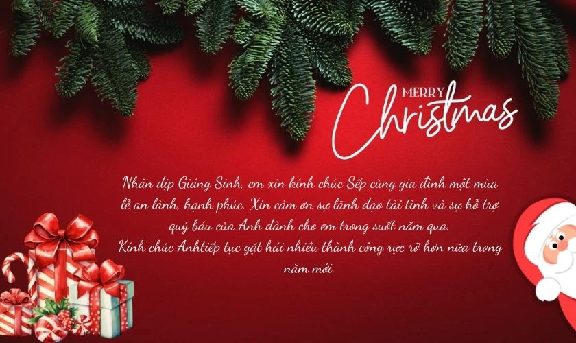 Thiệp Giáng sinh cho sếp tone đỏ đậm