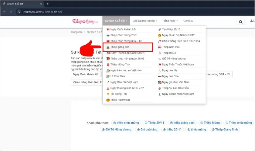 Cách tạo thiệp Giáng sinh bằng website thiepmung.com
