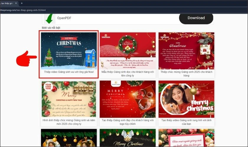 Chọn mẫu thiệp Giáng sinh yêu thích