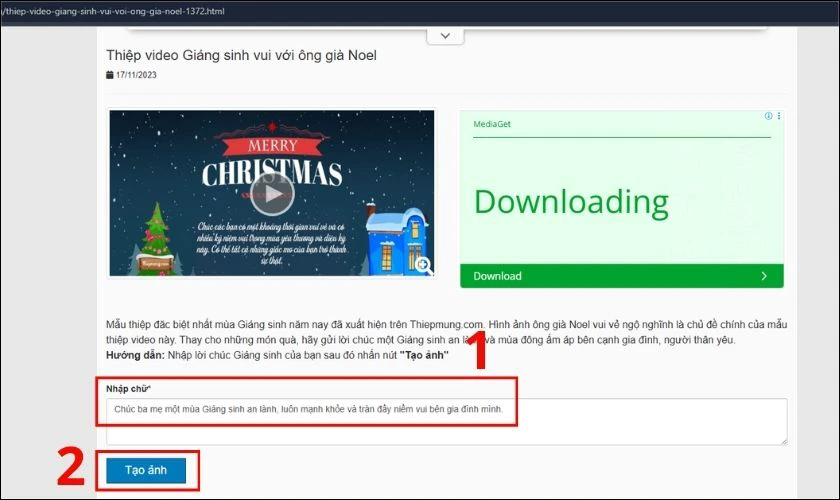 Chỉnh sửa nội dung lời chúc