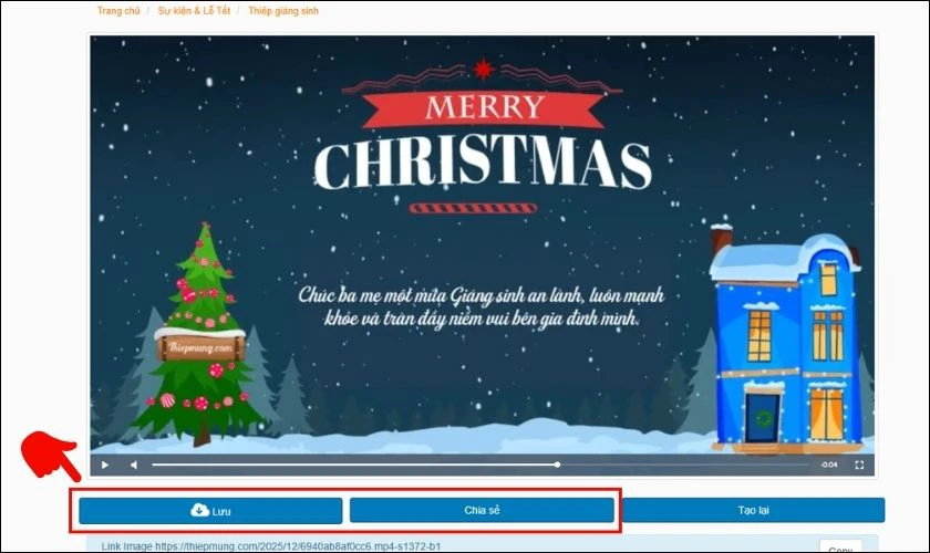 Lưu và chia sẻ thiệp Giáng sinh