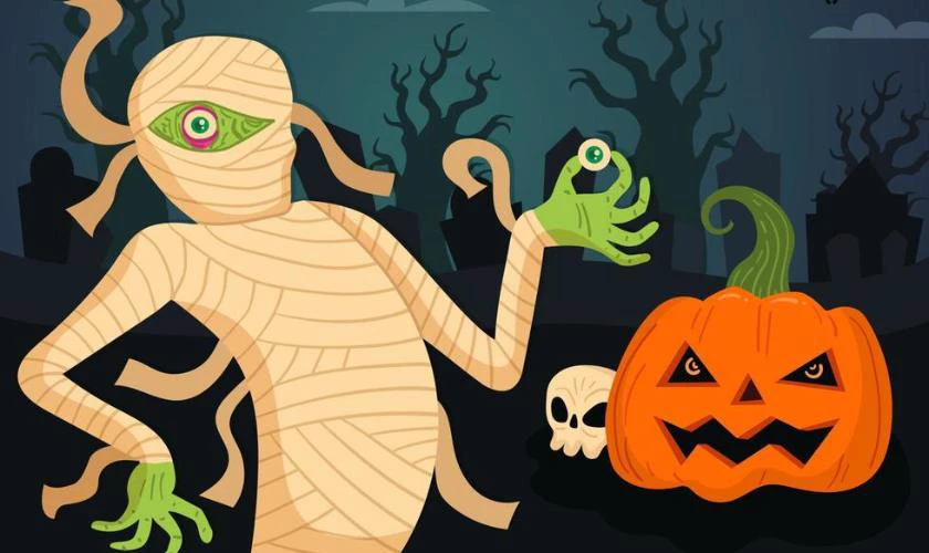 Thiệp Halloween xác ướp độc lạ ấn tượng