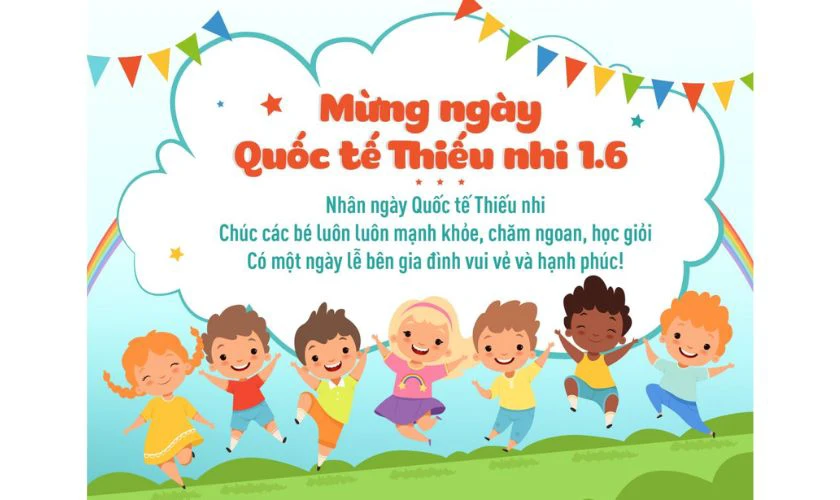 Thiệp Quốc tế Thiếu nhi đẹp cho bé gái