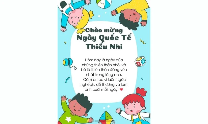 Thiệp Quốc tế Thiếu nhi dễ thương cho người yêu