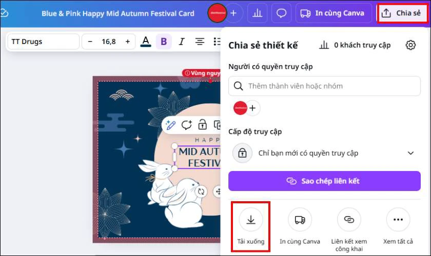Lưu và tải thiệp về máy của bạn