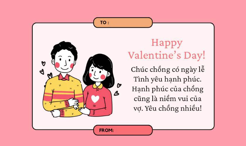 Thiệp chúc mừng ngày Valentine 2025 tặng chồng đáng yêu