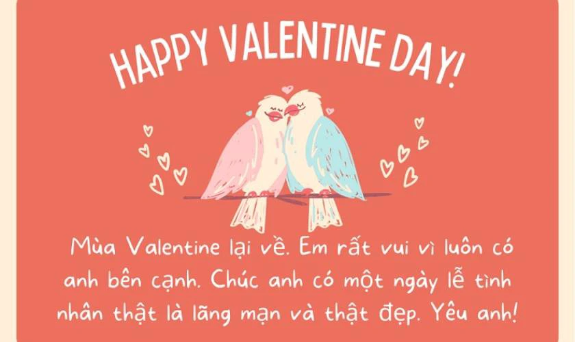 Thiệp chúc mừng ngày Valentine 2025 ấm áp