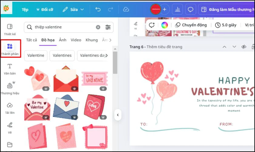 Bạn có thể thêm chữ như lời chúc Valentine, thay đổi màu sắc, font chữ sao cho phù hợp với phong cách của bạn