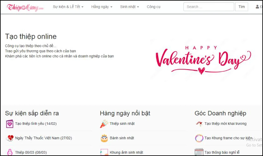 Cách làm Thiệp Valentine online với Thiepmung.com