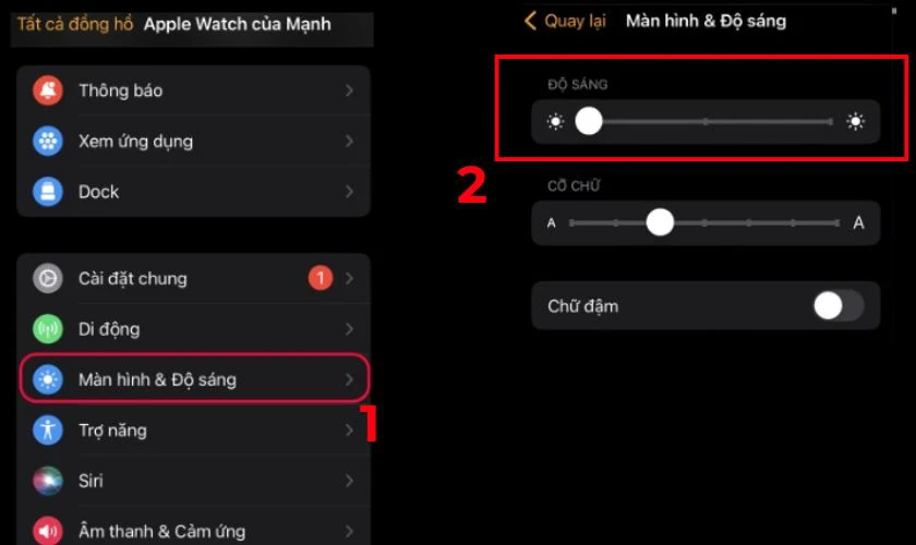 Truy cập vào ứng dụng Watch để điều chỉnh độ sáng theo mong muốn