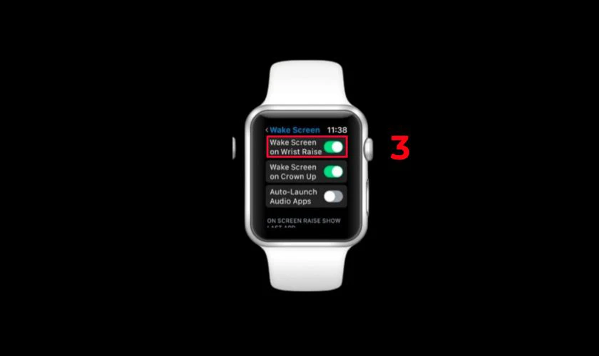 Chọn Wake Screen On Wrist Raise và gạt nút sang trái để tắt tính năng