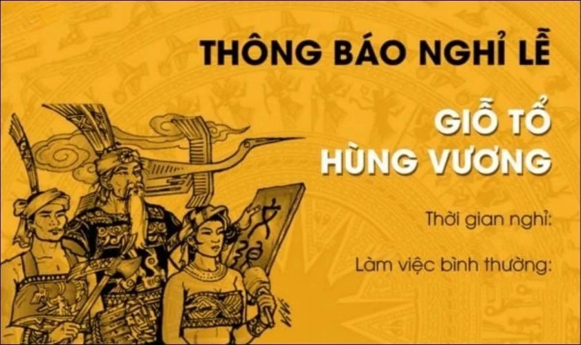 Mẫu thông báo nghỉ lễ Giỗ Tổ Hùng Vương 2026 chi tiết