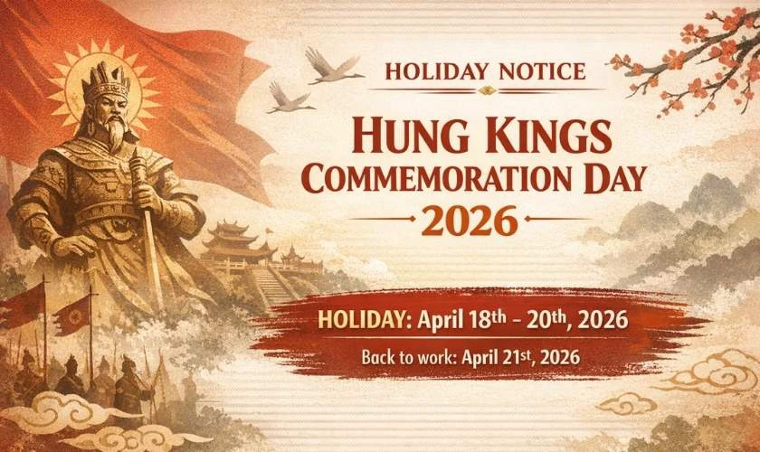 Mẫu thông báo nghỉ lễ Giỗ Tổ Hùng Vương 2026 bằng Tiếng Anh