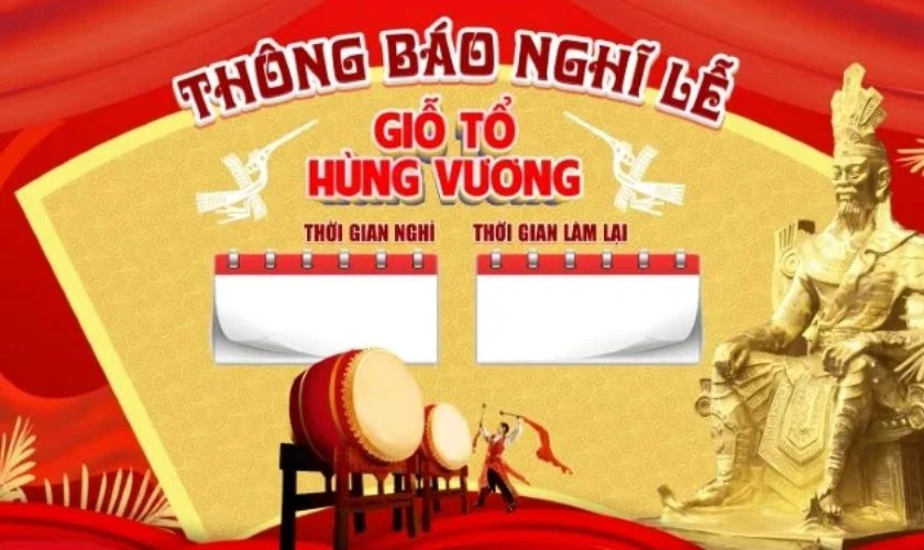 Mẫu thông báo nghỉ lễ Giỗ Tổ Hùng Vương 2026 đăng Facebook