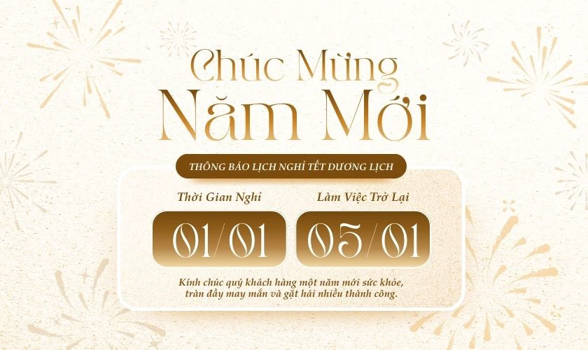 Ảnh mẫu thông báo nghỉ tết Dương lịch 2026 đẹp