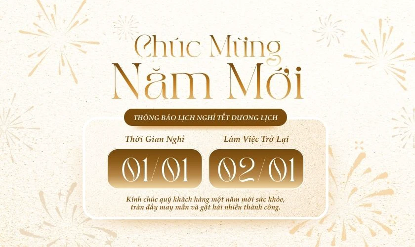 Ảnh mẫu thông báo nghỉ tết Dương lịch 2026 đẹp
