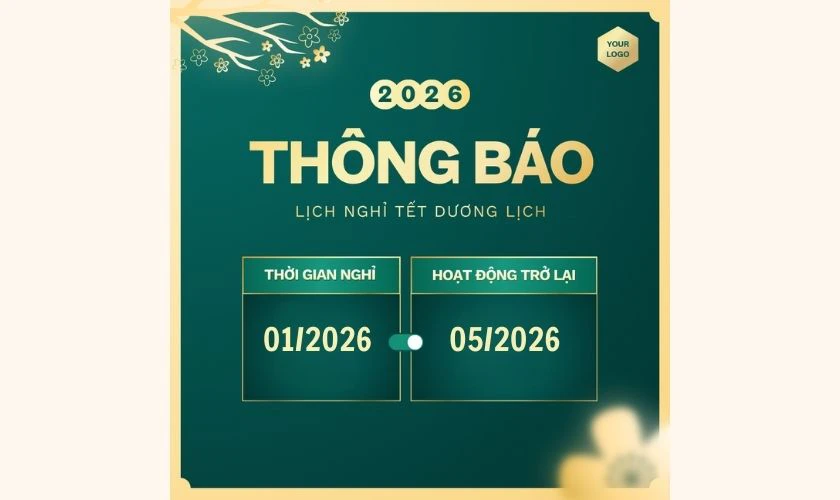 Thông báo nghỉ tết Dương lịch 2026 của cửa hàng