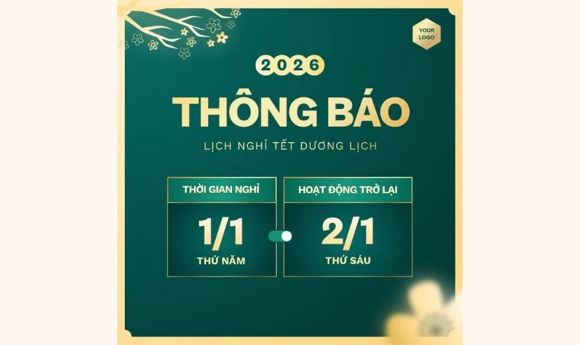 Thông báo nghỉ tết Dương lịch 2026 của cửa hàng