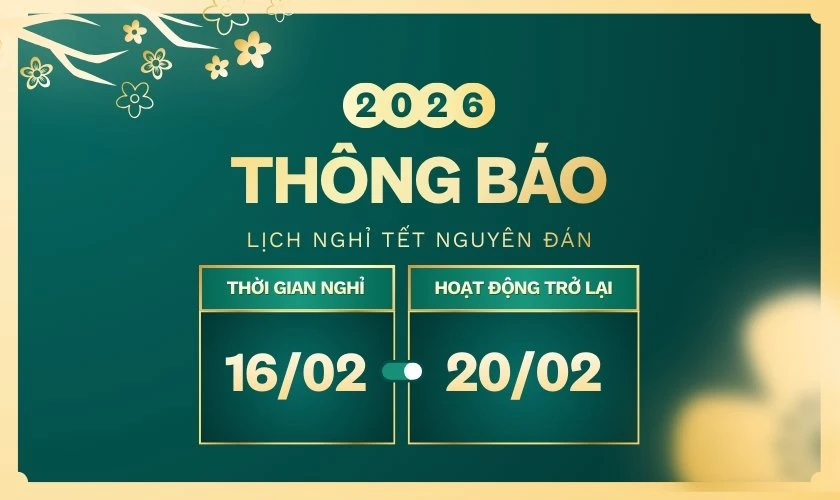 Ảnh mẫu thông báo nghỉ tết Nguyên đán tone xanh lá