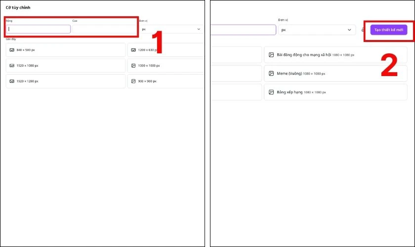 Tạo kích thước thông báo phù hợp