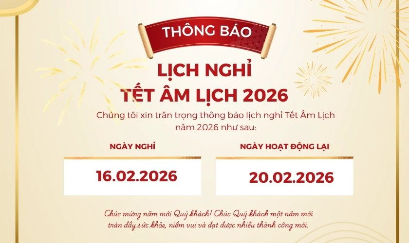 Ảnh mẫu thông báo nghỉ tết Nguyên đán tone vàng