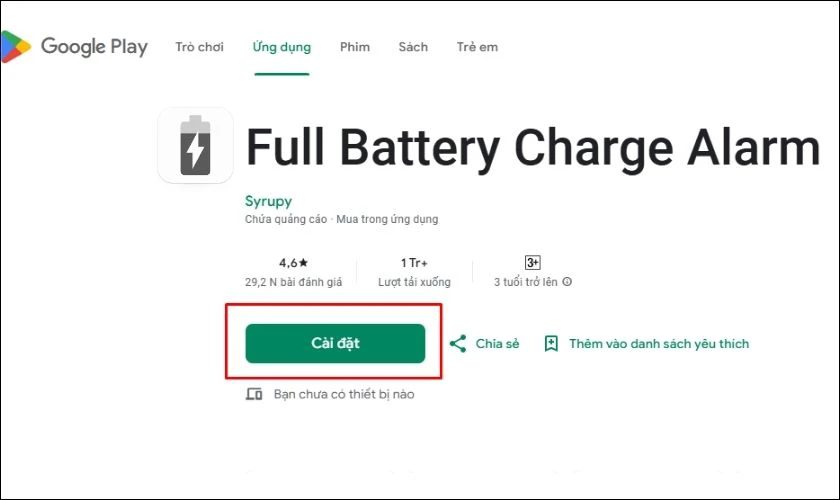 Cách bật thông báo pin đầy cho Android bằng Full Battery Charge Alarm