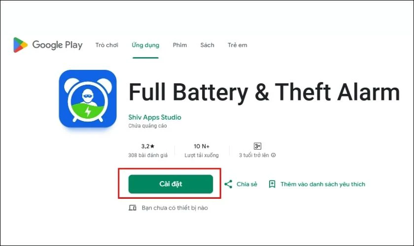 Cách bật thông báo pin đầy cho Android bằng Full Battery & Theft Alarm