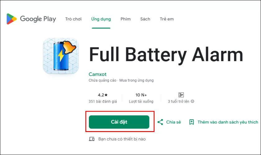 Cách bật thông báo pin đầy cho Android bằng Full Battery Alarm