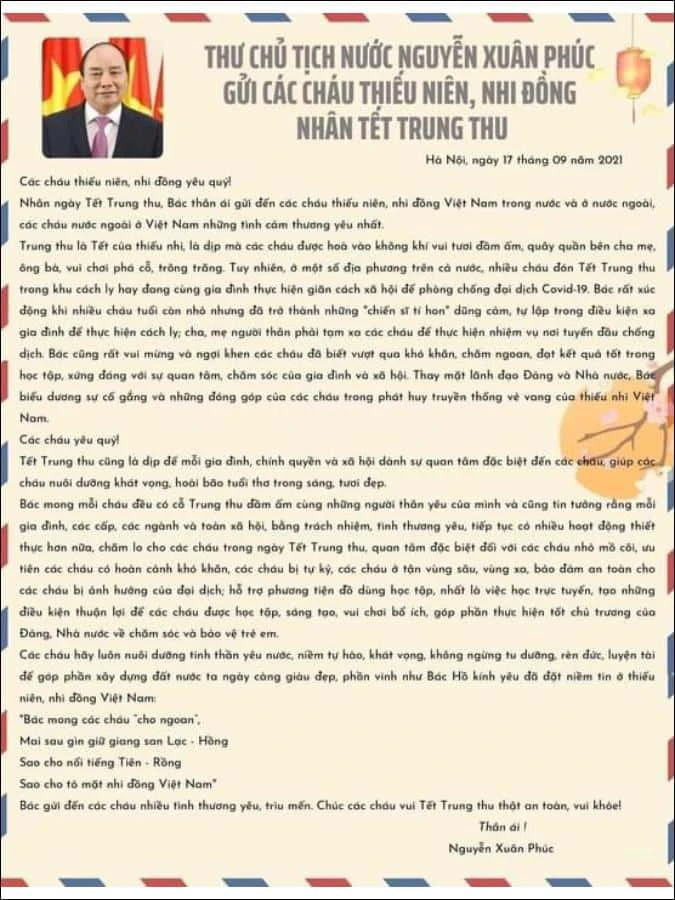 Lời chủ tịch gửi Tết Thiếu Nhi 2021