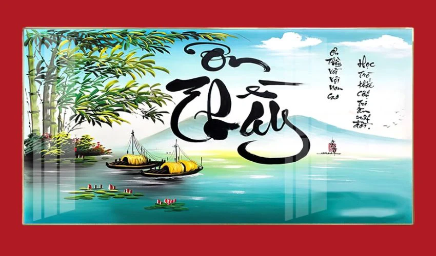 Tranh thư pháp Ơn thầy tặng thầy ngày 20/11