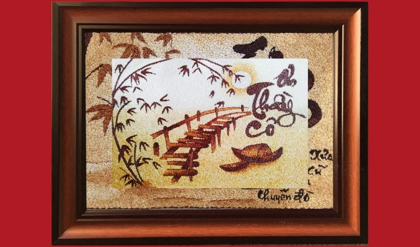 Tặng thầy cô tranh thư pháp làm từ gạo siêu ấn tượng